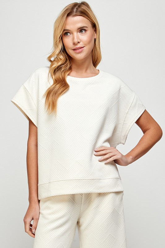 Textured Short Sleeve Sweatshirt