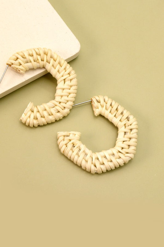 Raffia Geometric Hoop Earring