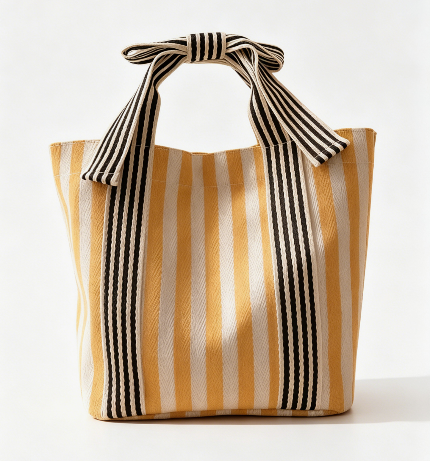 Striped Canvas Tote Bag Bow Handle Bag with Personalization