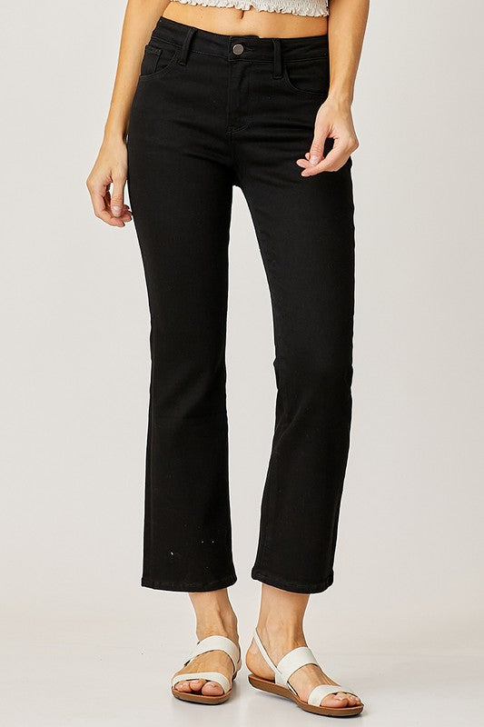 Mid Rise Crop Bootcut Denim - Black