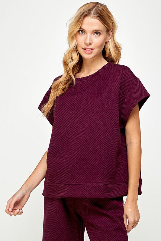 Textured Short Sleeve Sweatshirt