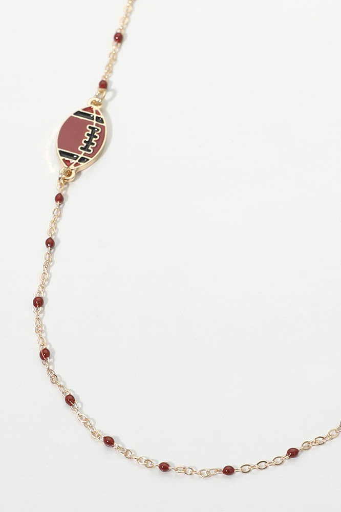 Dainty Seed Bead Sideways Football Necklace