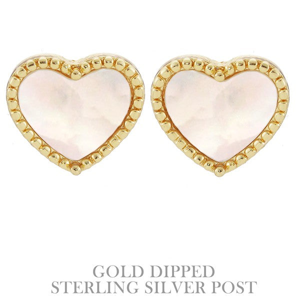 Gold Outlined Filled Heart Stud Earring