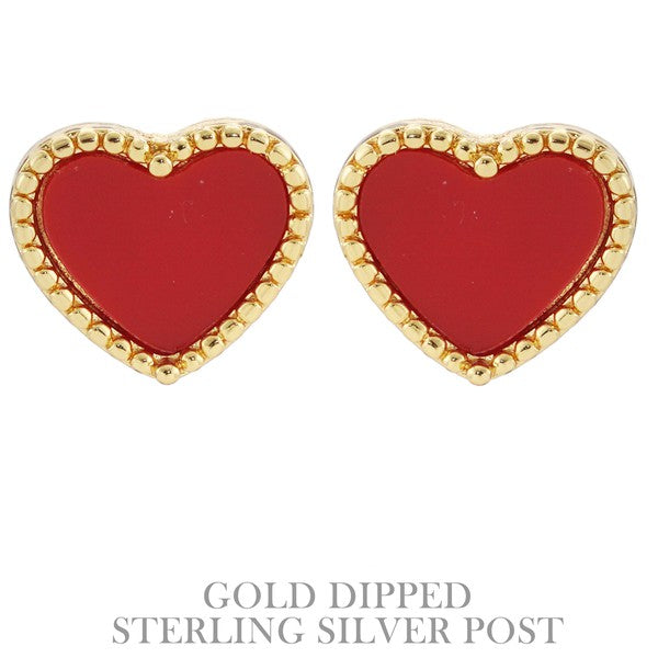 Gold Outlined Filled Heart Stud Earring