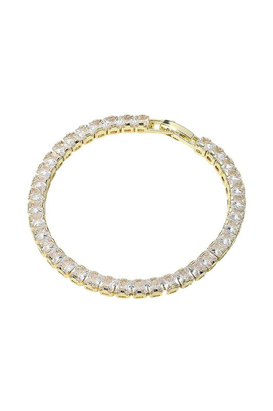 Square CZ Stone Tennis Bracelet