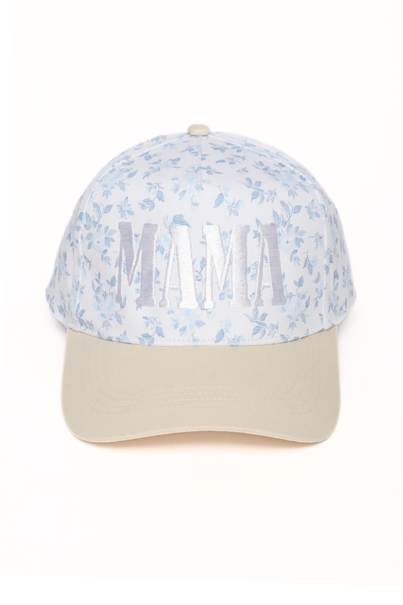 MAMA Embroidered Floral Print Two Tone Cap