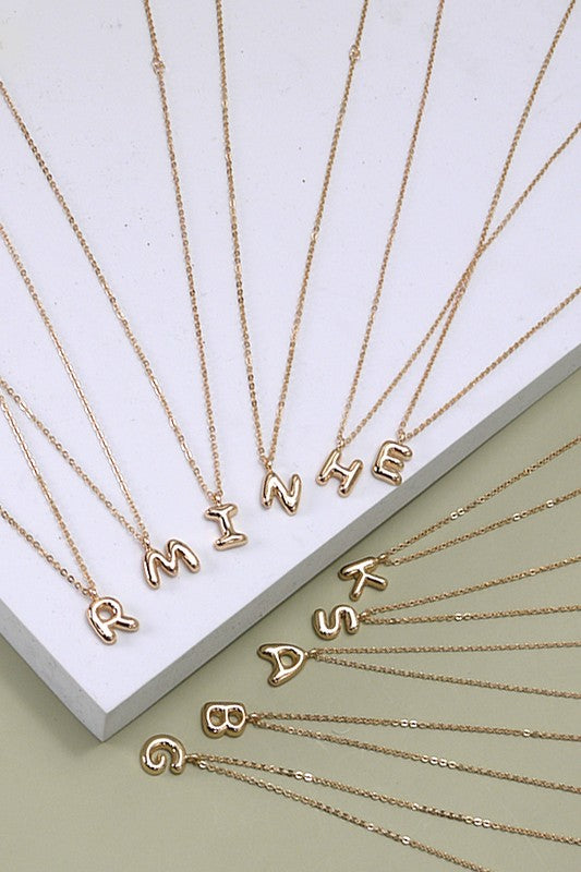 Mini Bubble Initial Gold Necklace