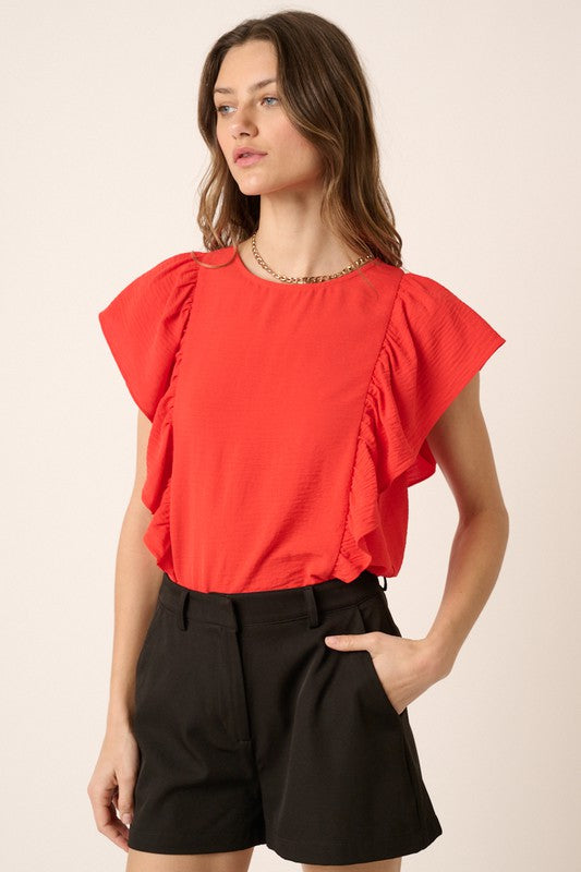 Solid Ruffle Detail Top