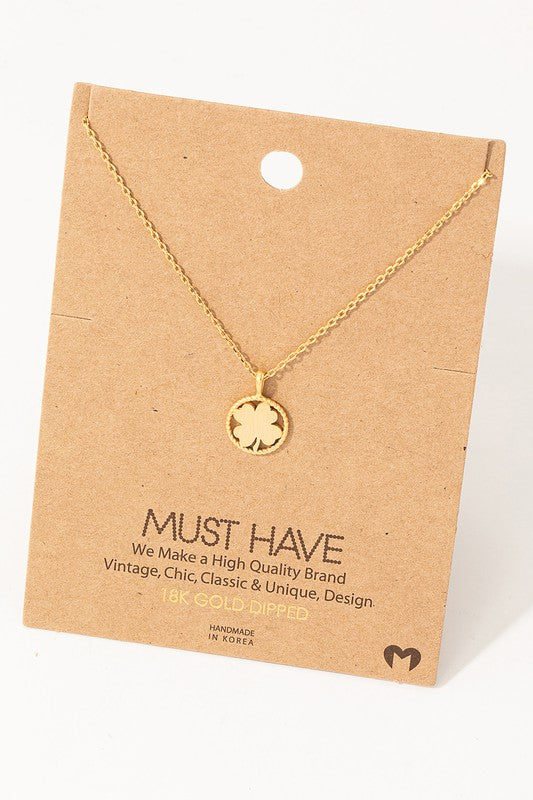 Four Leaf Clover Round Must Have Necklace