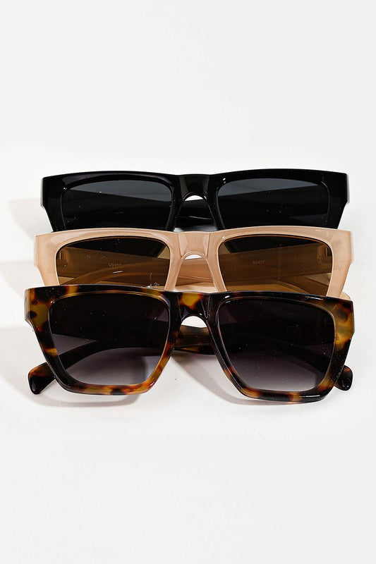 Flat Square Acetate Frame Sunglasses