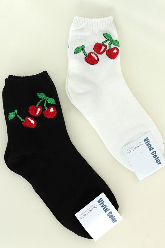 Cherry Stem Crew Socks