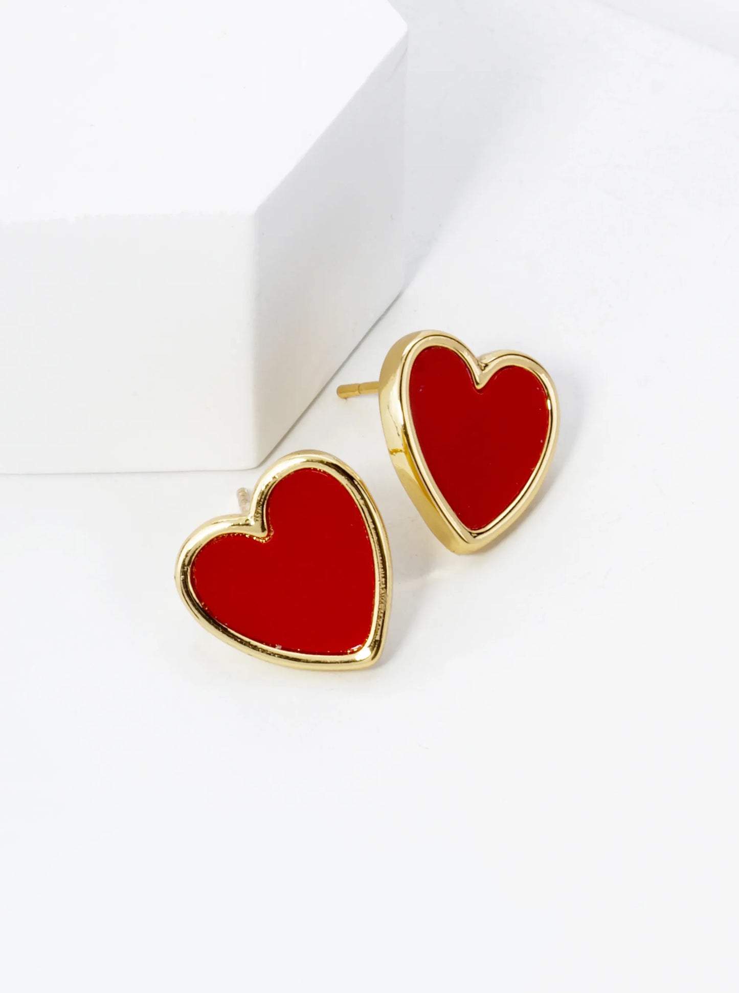 Enamel Filed Heart Stud Earring