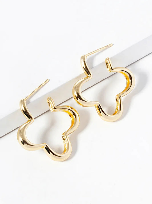 Clover Open Hoop Earing-Gold