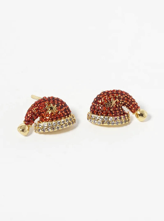 CZ Pave Santa Hat Stud Earrings