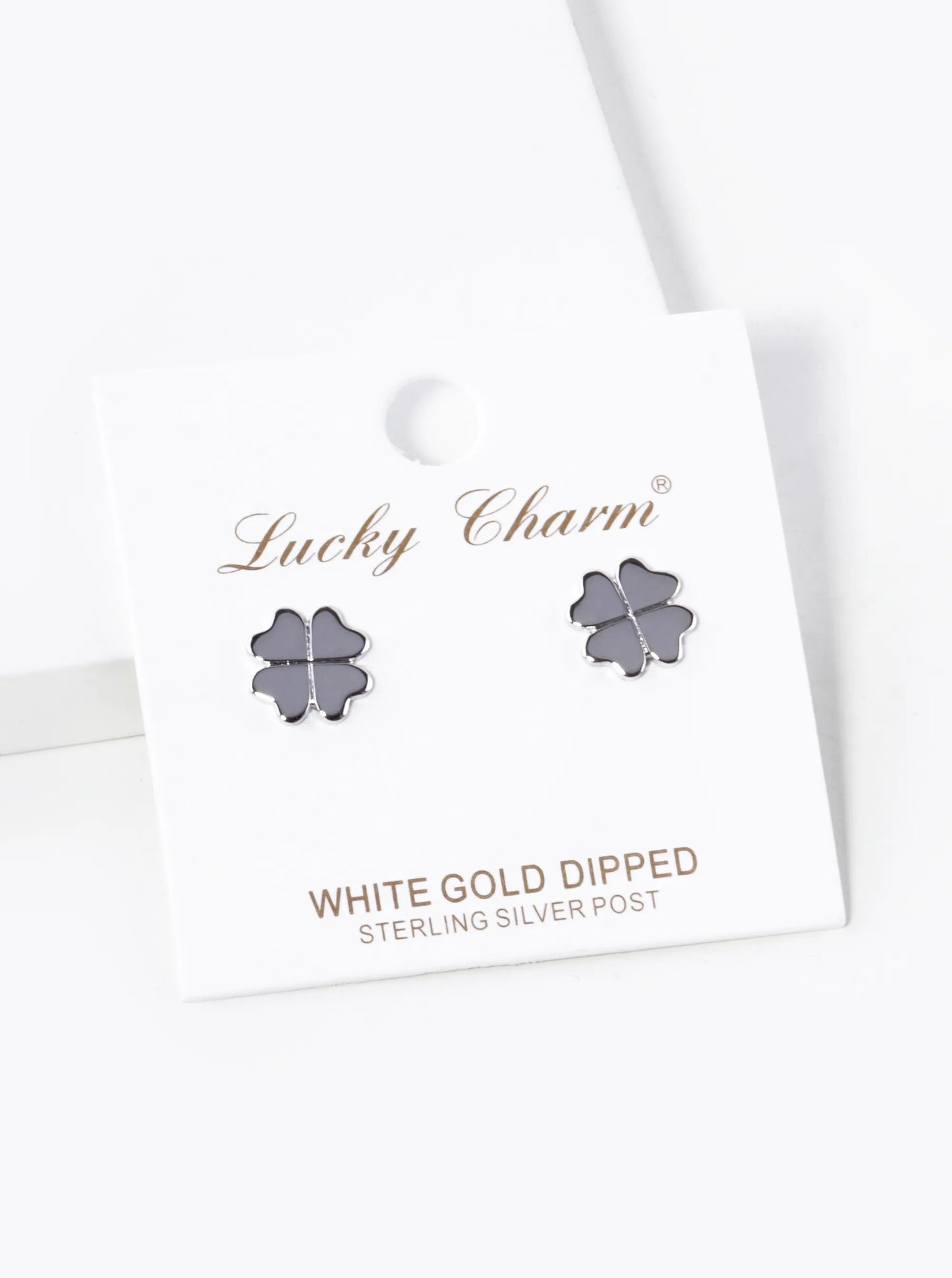 Smooth Metal Four Leaf Clover Stud Earring