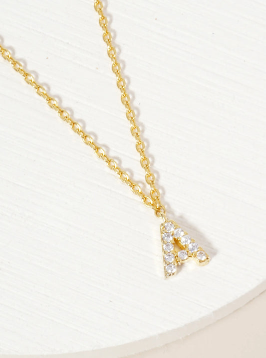 Micro Pave Initial Necklace-Gold