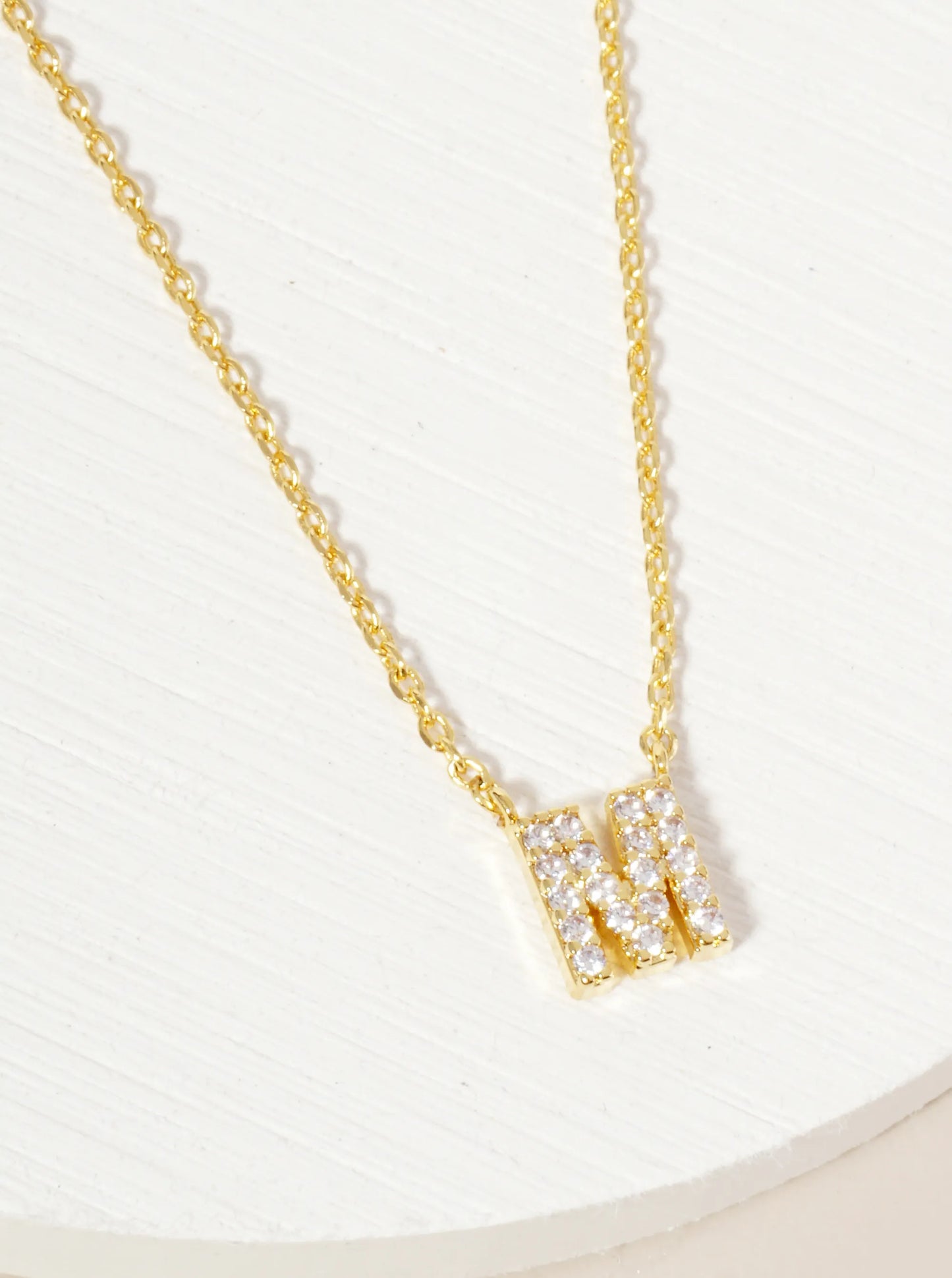 Micro Pave Initial Necklace-Gold