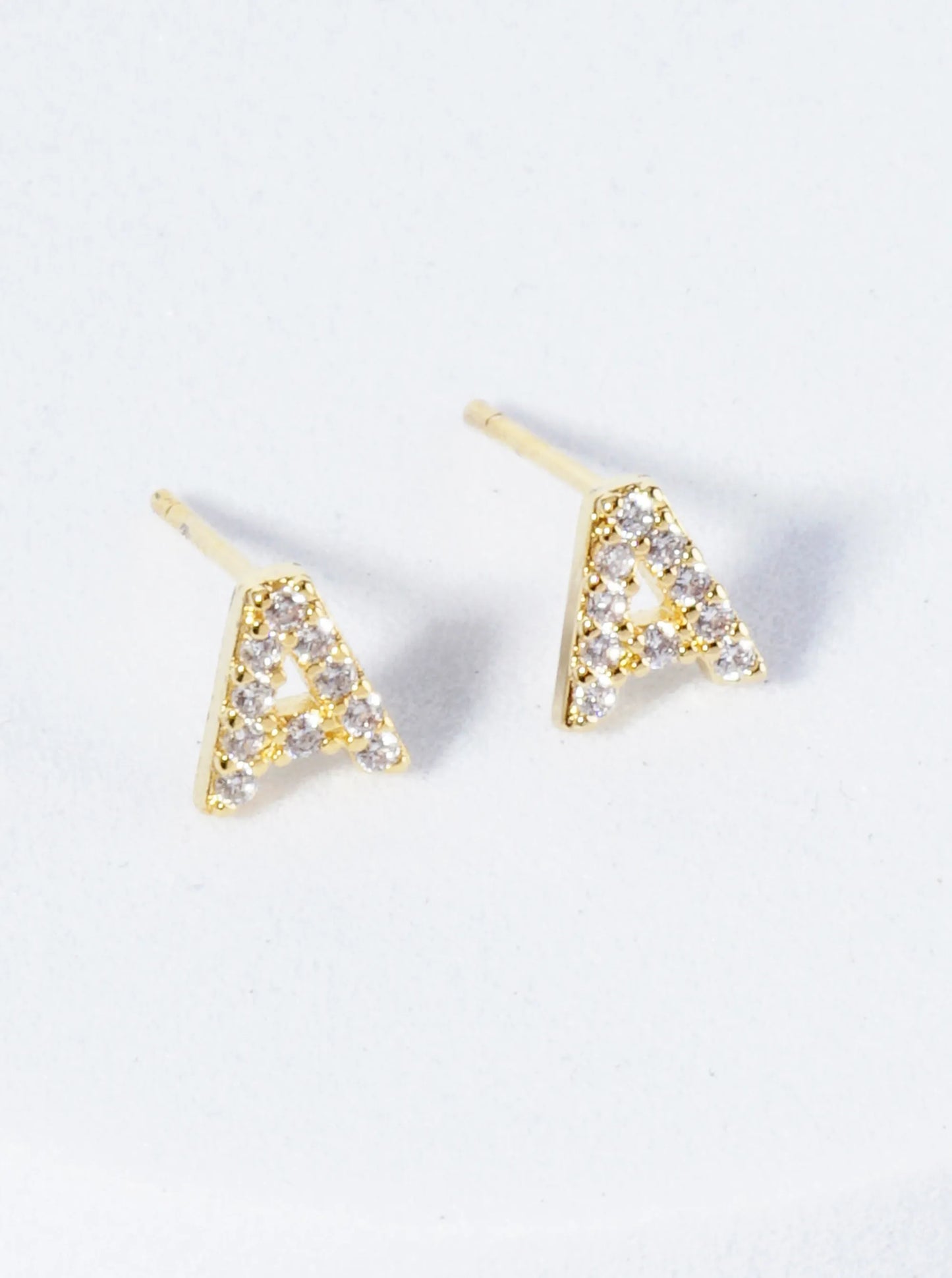 Micro Pave Initial Stud Earring-Gold