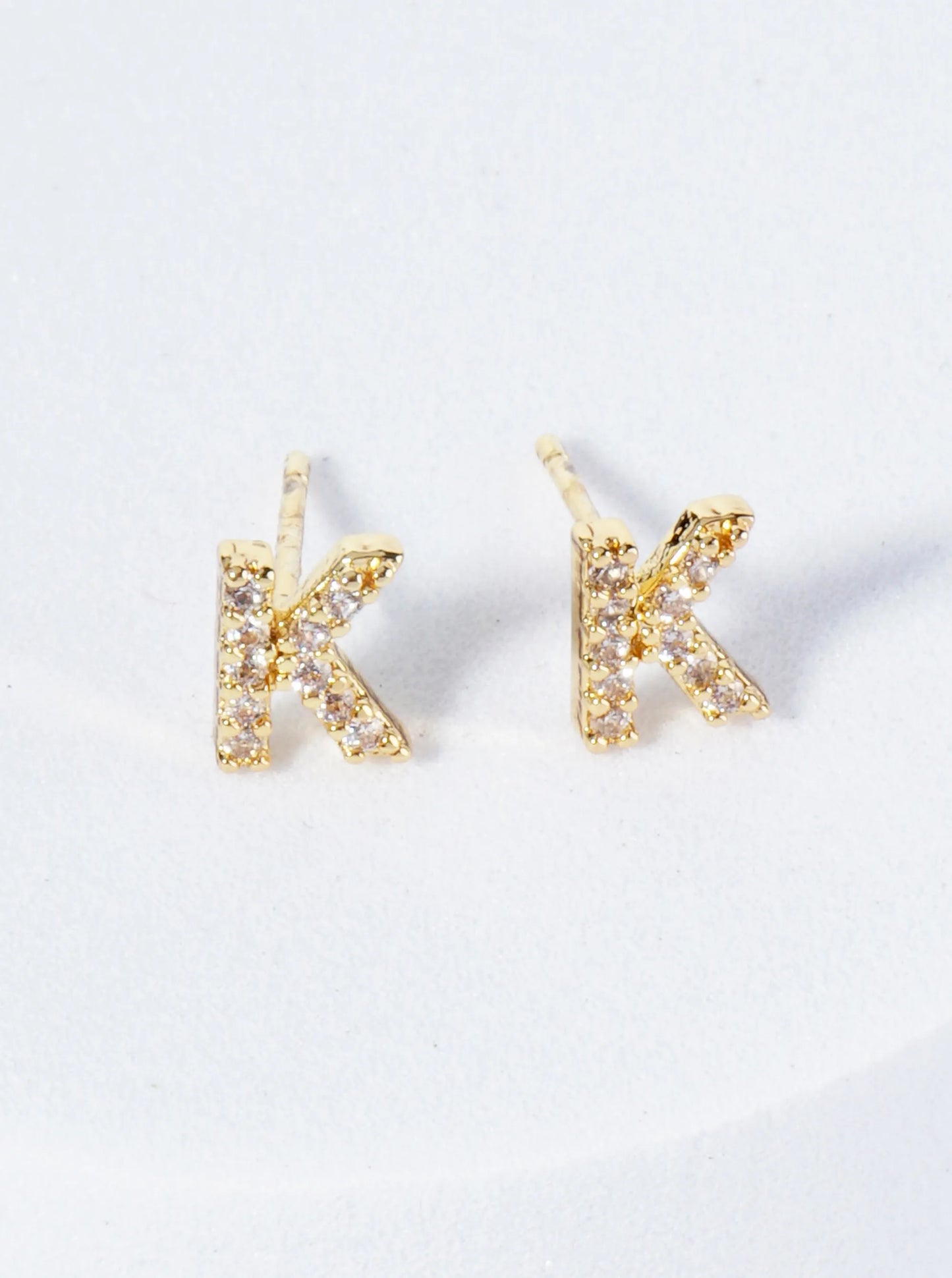 Micro Pave Initial Stud Earring-Gold