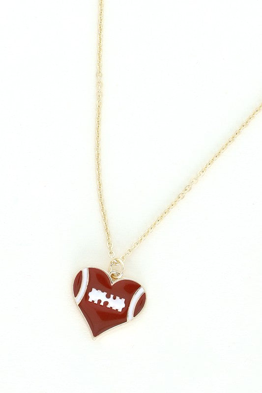 Enamel Heart Football Necklace