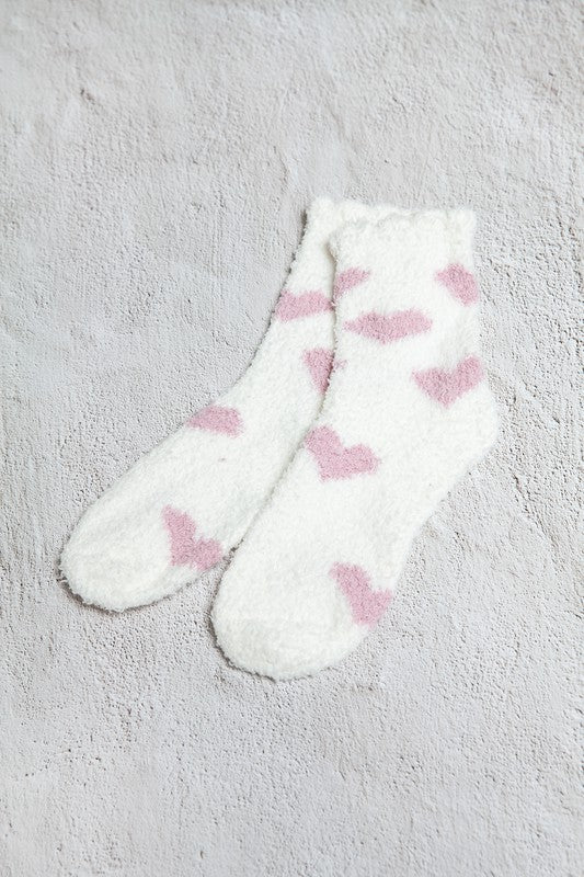 Fuzzy Heart Plush Socks