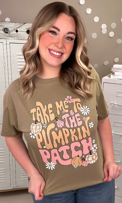 Take Me To The Pumpkin Patch T-Shirt-Khaki