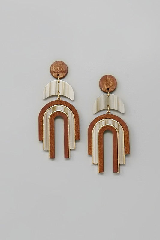 Acetate & Wood Arch Earring