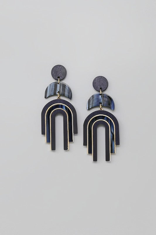 Acetate & Wood Arch Earring