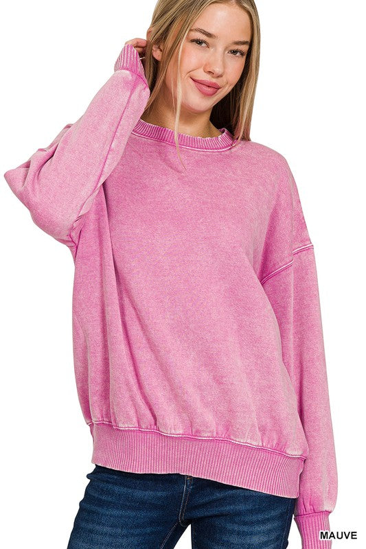 Acid Wash Fleece Oversized Sweatshirt