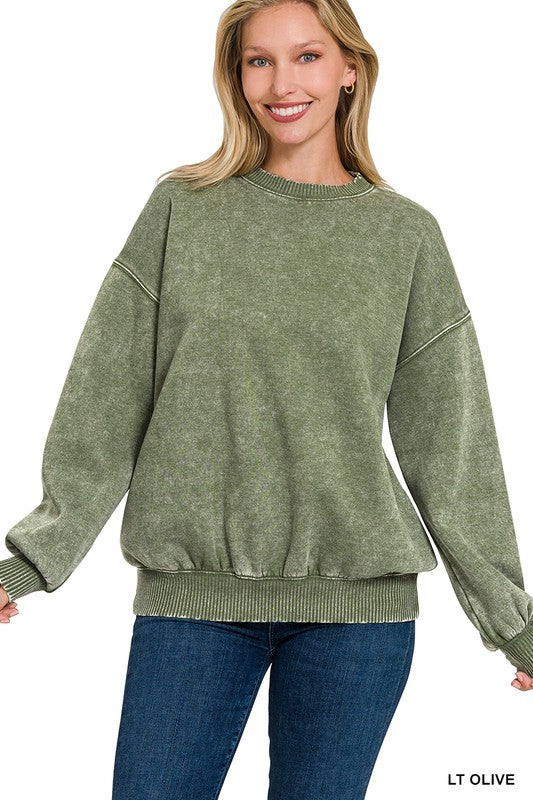 Acid Wash Fleece Oversized Sweatshirt