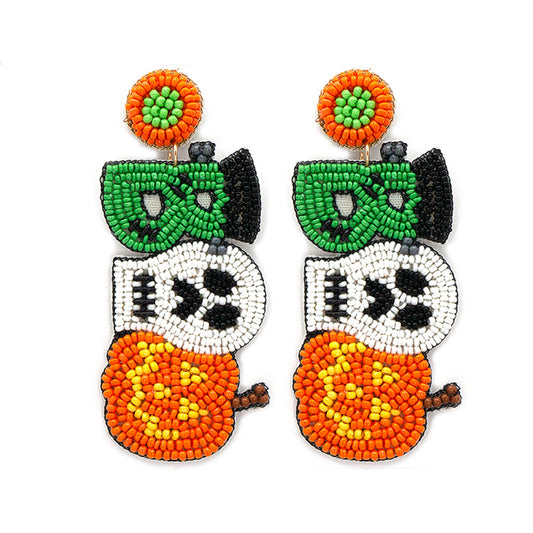 Boo Halloween Trio Seed Bead Earrings