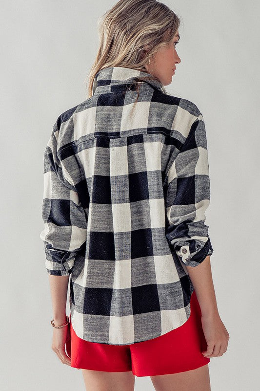 Plaid Flannel Check Button Down Shirt