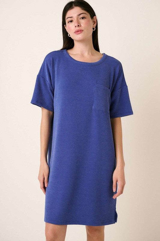 Rib Knit Relaxed Short Sleeve Tee Dress