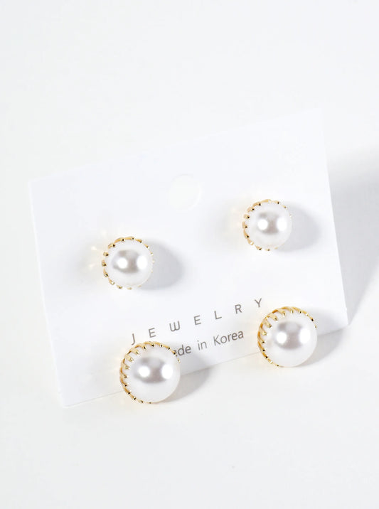 Pearl Prong Stud Earring Set