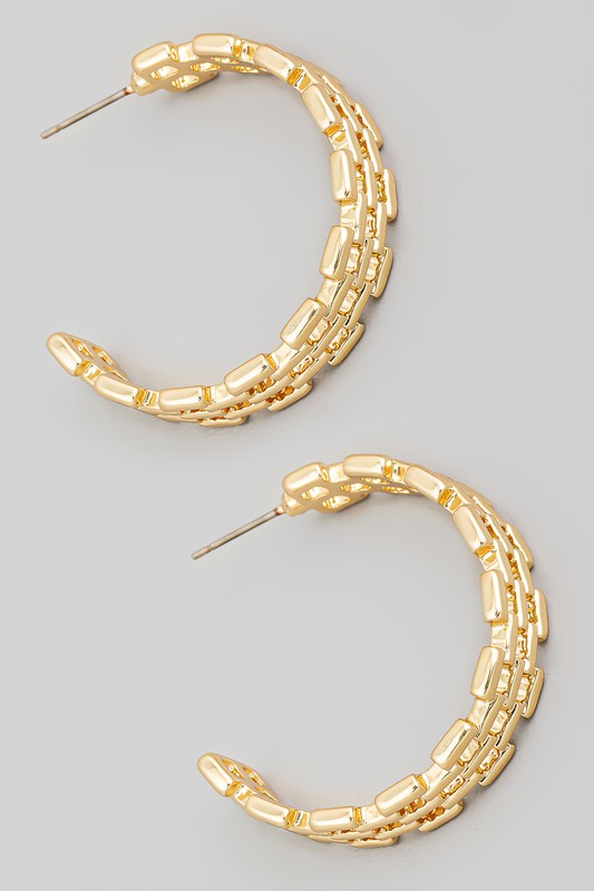 Gold Chain Hoop Earring