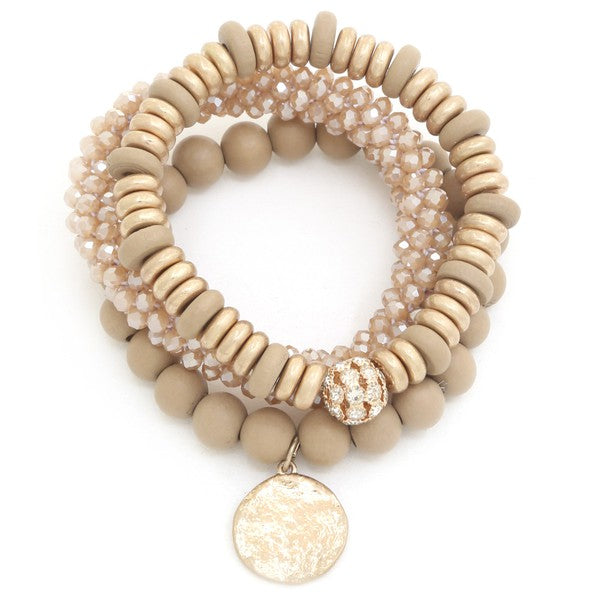 Coin Charm Beaded Bracelet Set