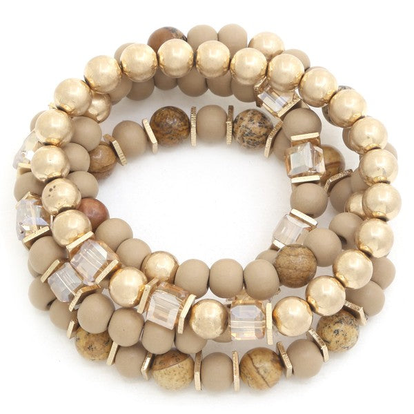 Cube Beaded Bracelet Set