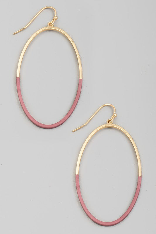 Color Dipped Thin Oval Earring