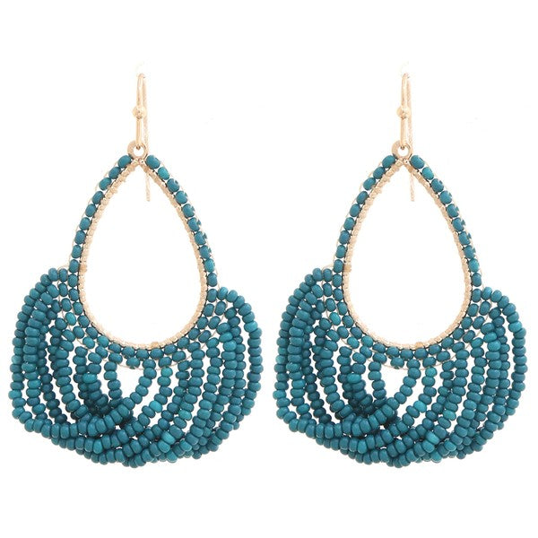 Beaded Layered Teardrop Chandelier Earring