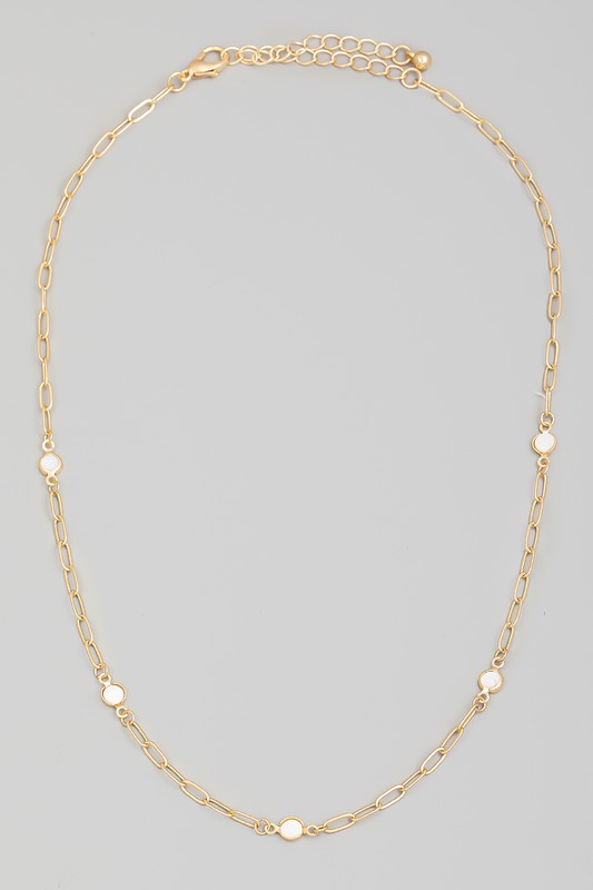Dainty Round Shell Stationary Necklace-Gold