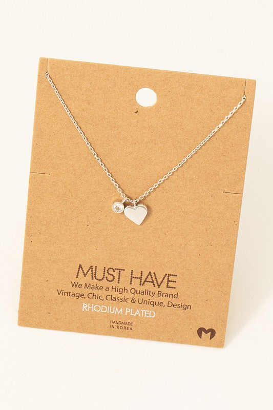 Heart & Round Crystal Charm Must Have Necklace