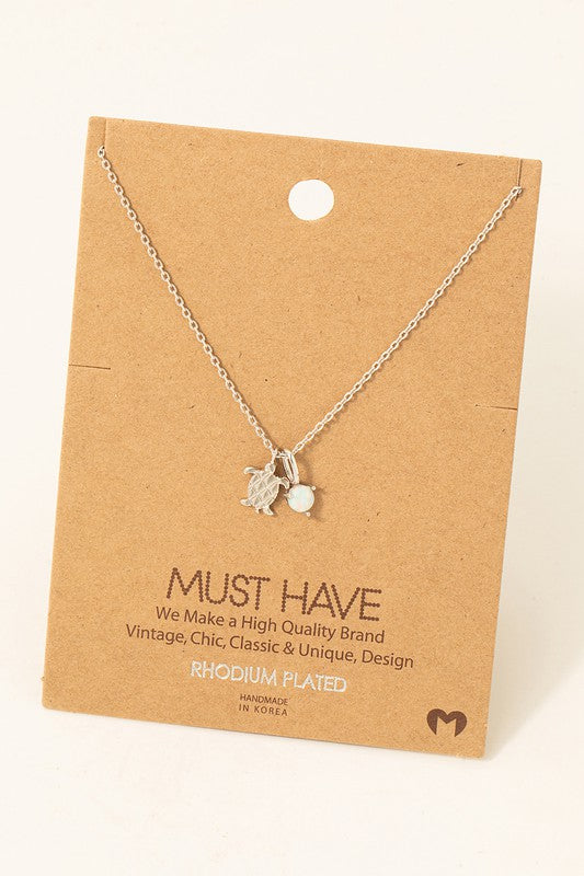 Turtle & Opal Charm  Must Have Necklace
