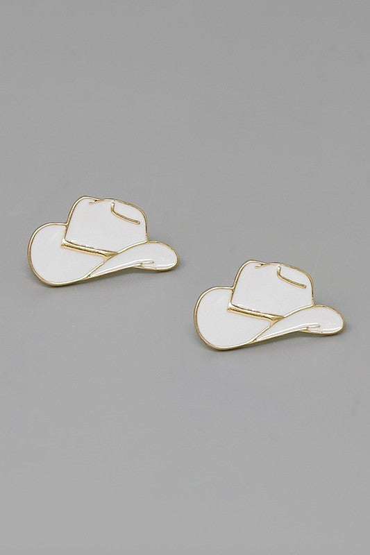 Enamel Cowgirl Hat Stud Earring