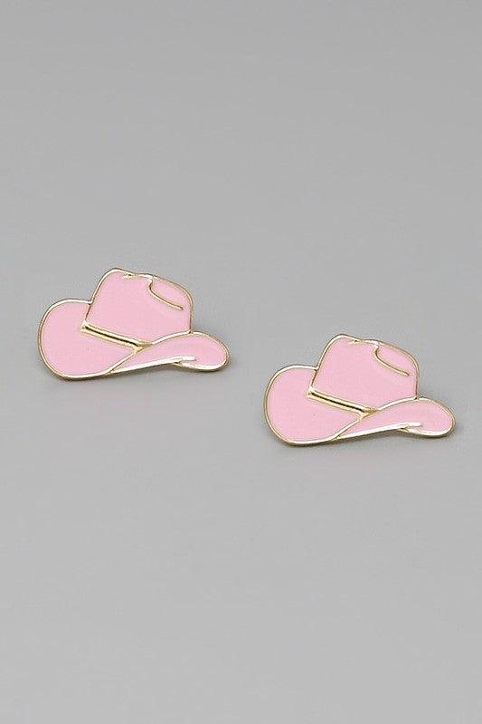 Enamel Cowgirl Hat Stud Earring