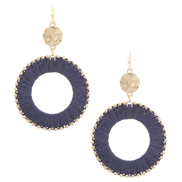 Raffia Wrapped Round Drop Earring