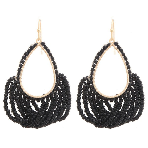 Beaded Layered Teardrop Chandelier Earring