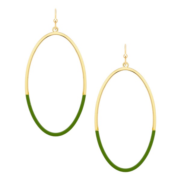 Color Dipped Thin Oval Earring