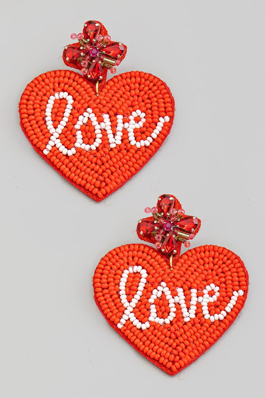 Beaded Heart Love Earring