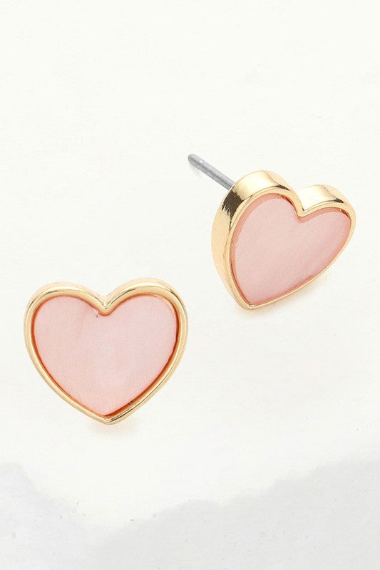 Color Filled Heart Stud Earring