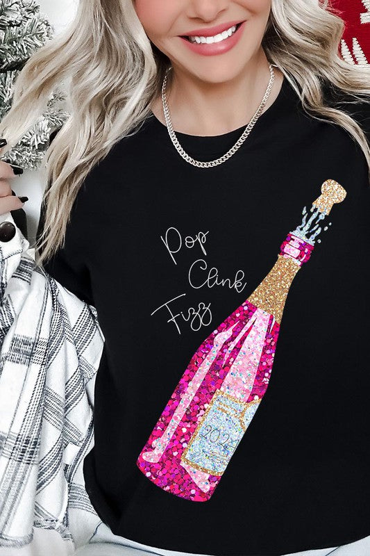 Pop Clink Fizz Champagne Bottle T-Shirt